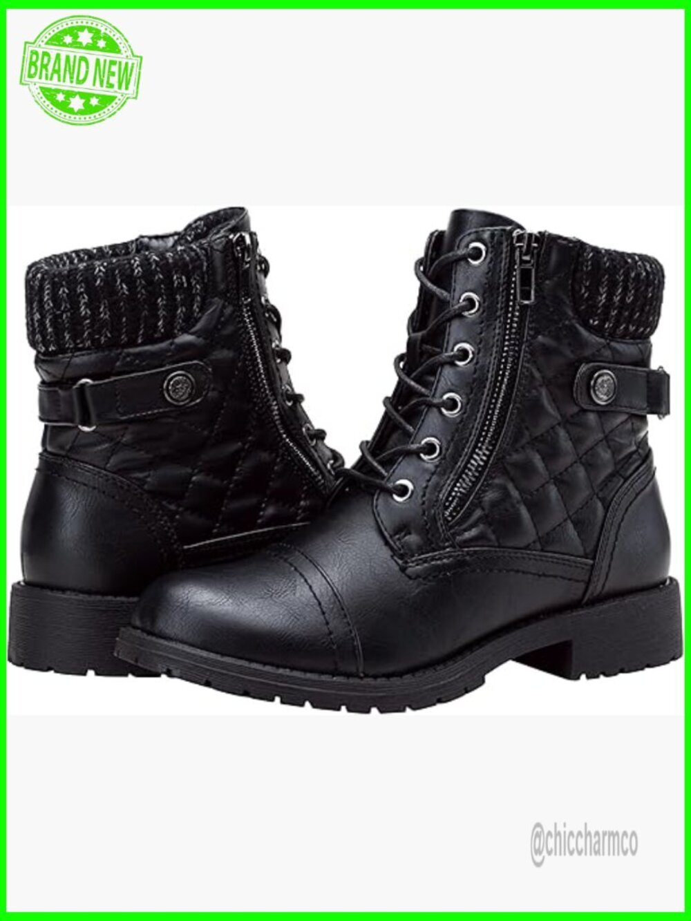 Women's Lace-up Combat Ankle Boots Low Heel Comfort Short Booties